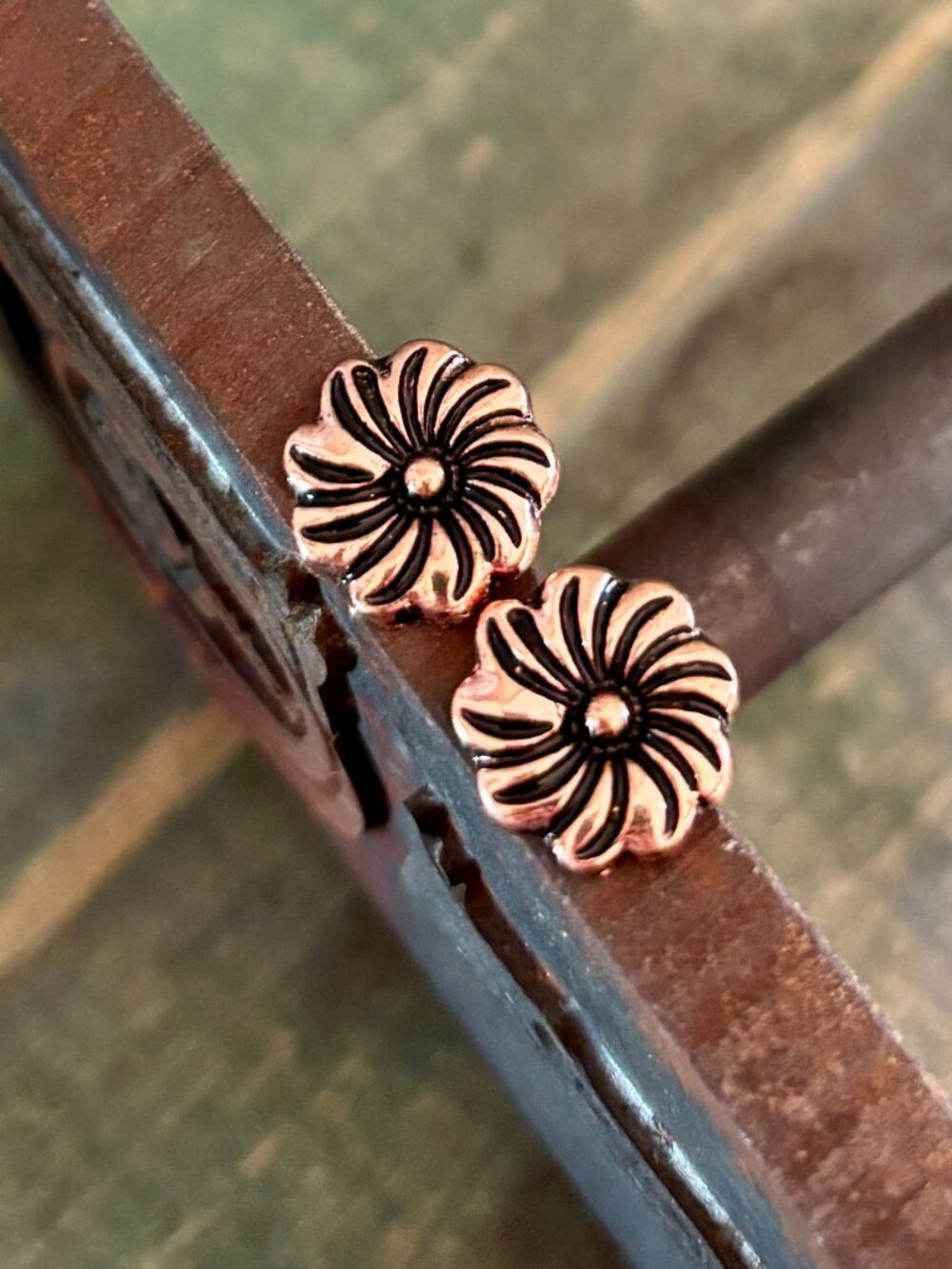 Emery Copper Flower Stud Earrings